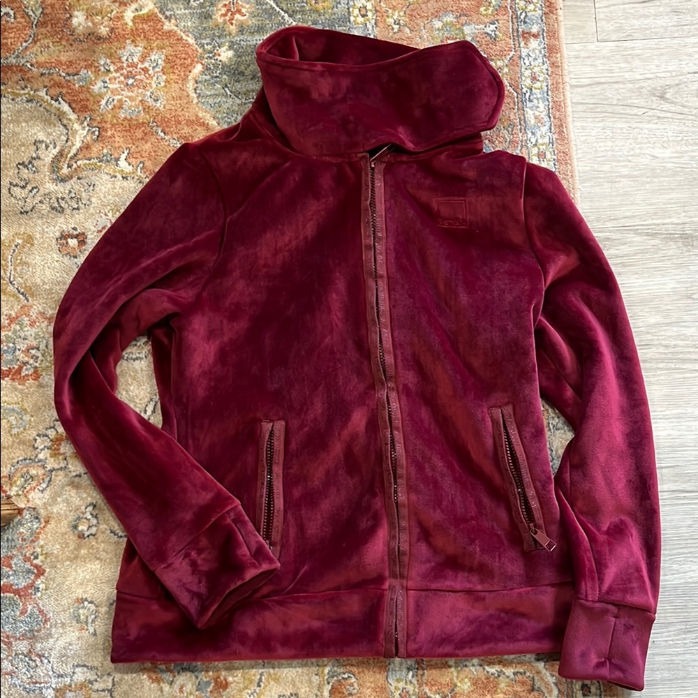 Plush Burgundy Zip-Up Jacket